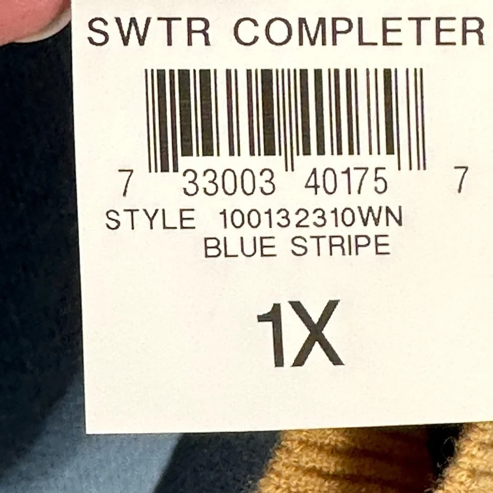 Style & Co Long Sleeve Geometric Print Mixed Media Cardigan - Blue - size 1X - Picture 6 of 11